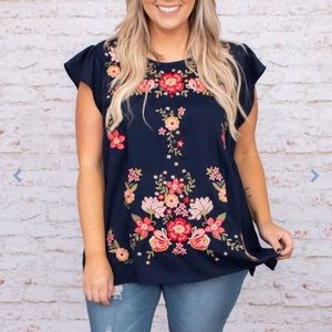 Savanna Jane Golden Days Top Navy 3x